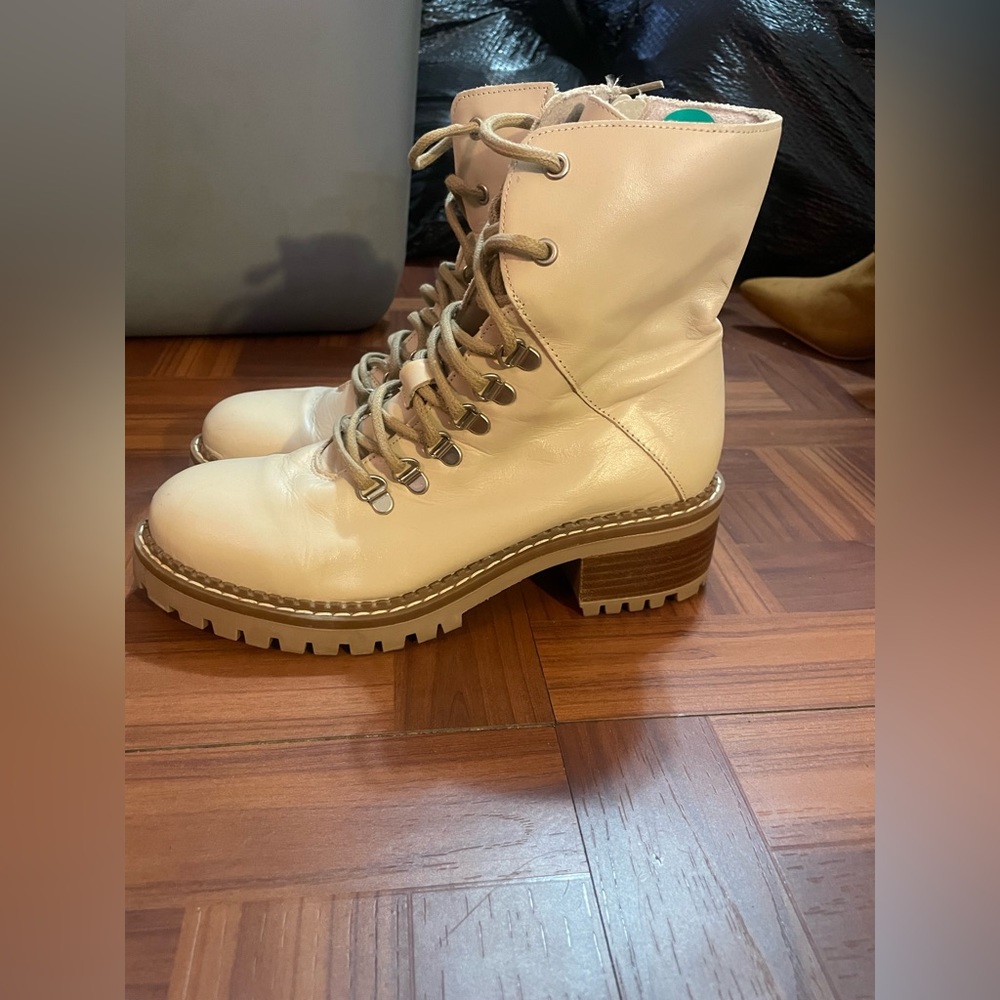 Cream combat boots